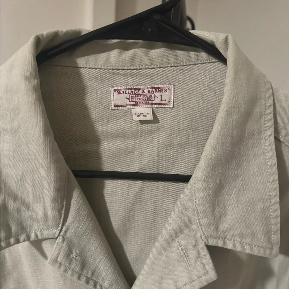 J. Crew Wallace & Barnes Light Khaki Cotton Button-Up Military Shirt Jacket